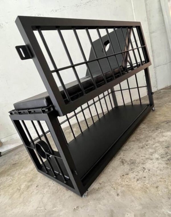 Multifunction Cage by Metalbound: a versatile metal cage designed for secure and adaptable bondage play, featuring multiple attachment points and configurations for various restraint options.