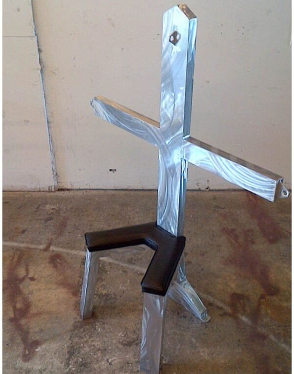 Aluminum Cross Chair by Metalbound: a sturdy and sleek metal chair featuring a cross design, designed for secure and versatile bondage play.