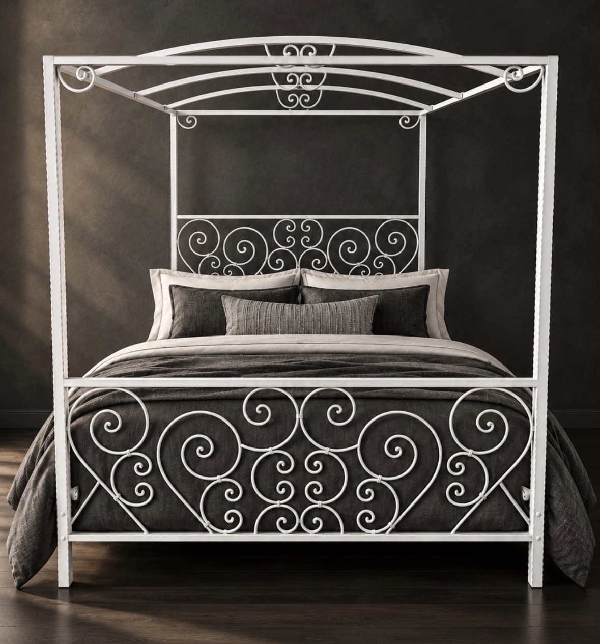 The Scroll Bed in White