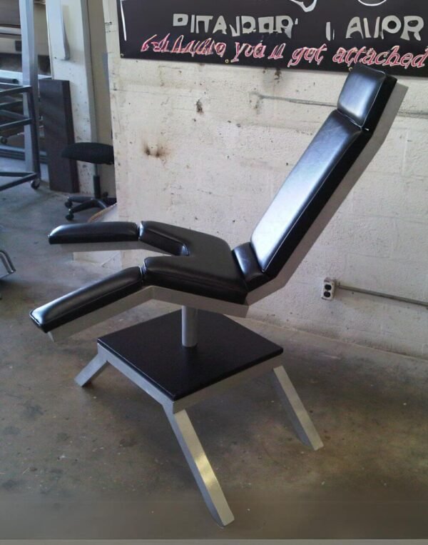 Birthing Chair with No Arms by Metalbound: a sturdy, arm-free chair designed for maximum accessibility, featuring secure attachment points for versatile bondage and restraint play.