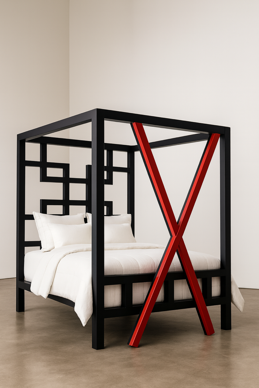 East Meets West Bed with Removable Upholstered Cross